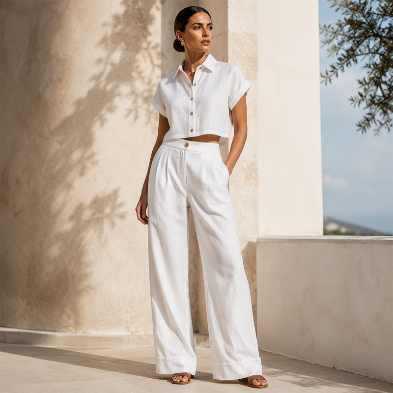 Pantalón Efecto Lino Ajuste Slim