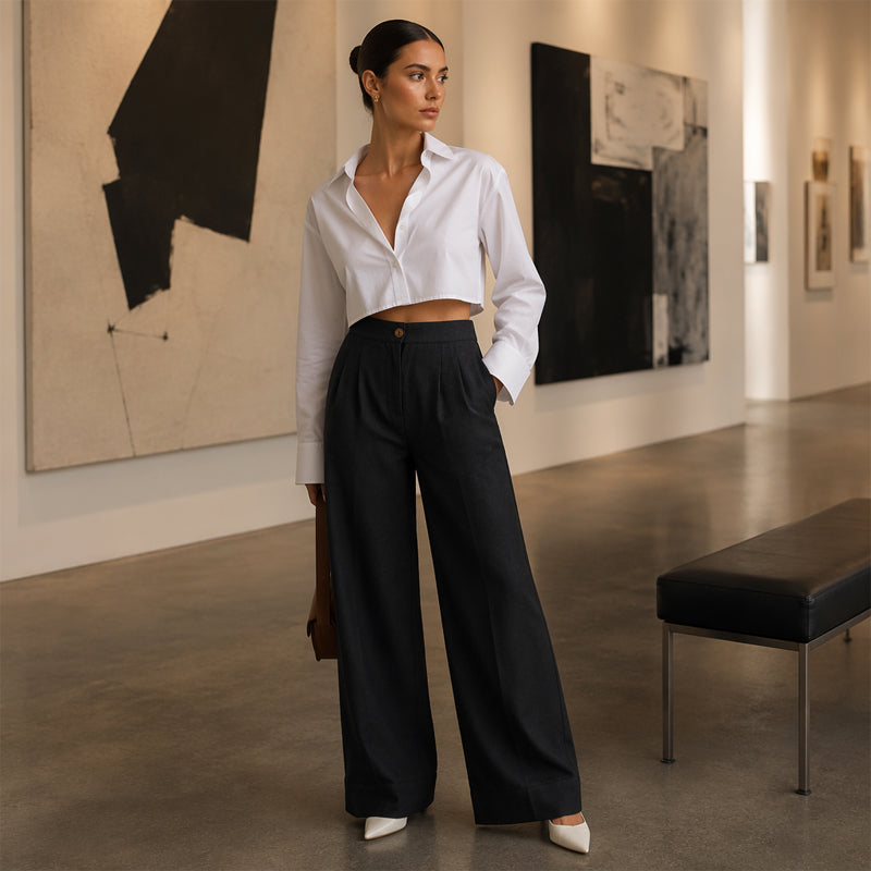 Pantalón Efecto Lino Ajuste Slim