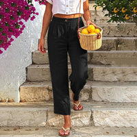 Pantalón Efecto Lino Ajuste Slim