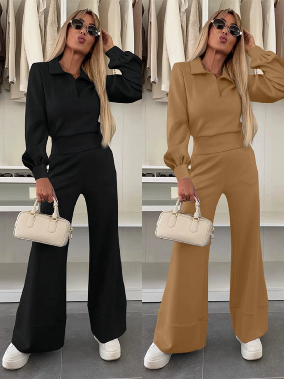 Conjunto Blazer Cruzado Pantalón Ancho