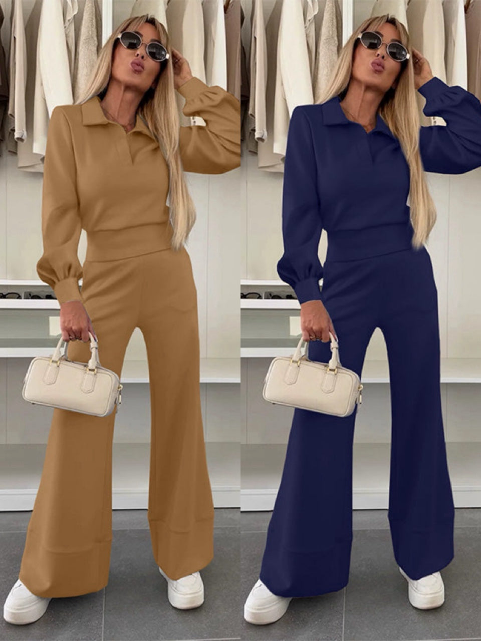 Conjunto Blazer Cruzado Pantalón Ancho