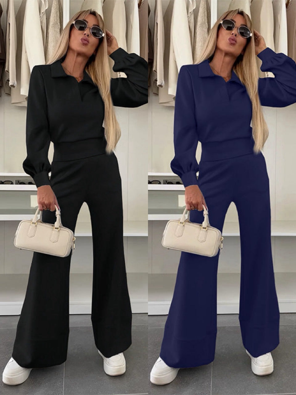 Conjunto Blazer Cruzado Pantalón Ancho