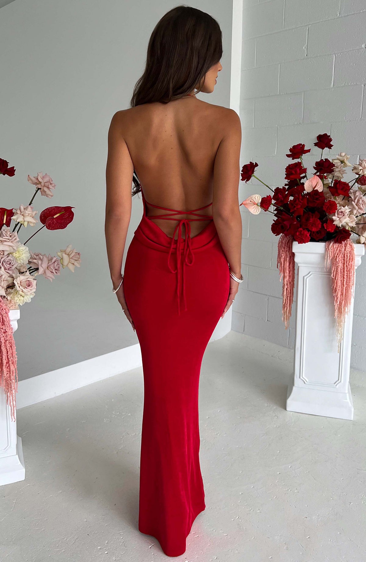 Vestido Maxi de Escote Drapeado Gala