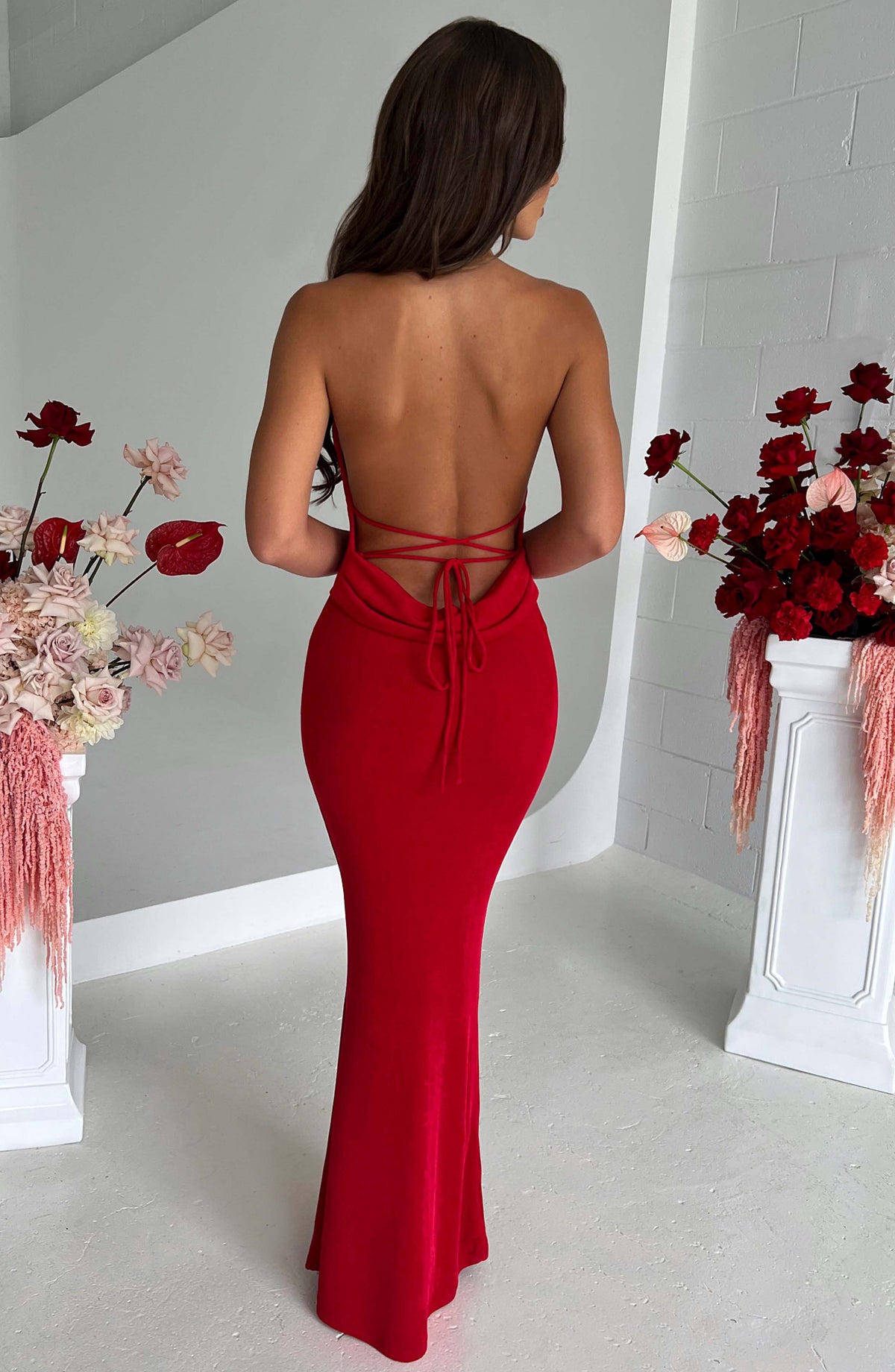 Vestido Maxi de Escote Drapeado Gala