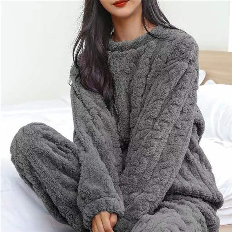 Conjunto de Forro Polar Pijama Cuello Redondo