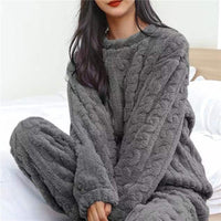 Conjunto de Forro Polar Pijama Cuello Redondo