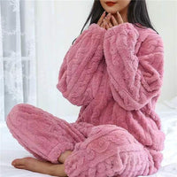 Conjunto de Forro Polar Pijama Cuello Redondo