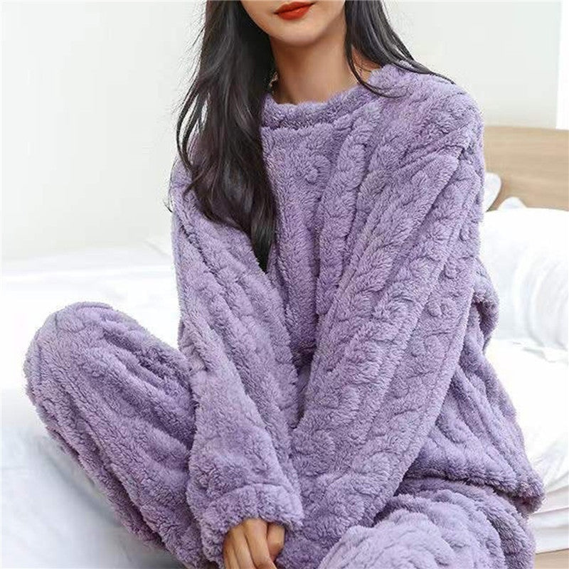 Conjunto de Forro Polar Pijama Cuello Redondo