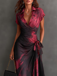 Vestido Midi Cruzado Rojo y Negro