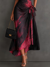 Vestido Midi Cruzado Rojo y Negro