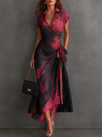 Vestido Midi Cruzado Rojo y Negro