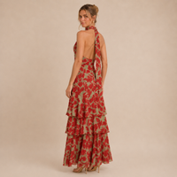 Vestido Maxi Halter con Volantes