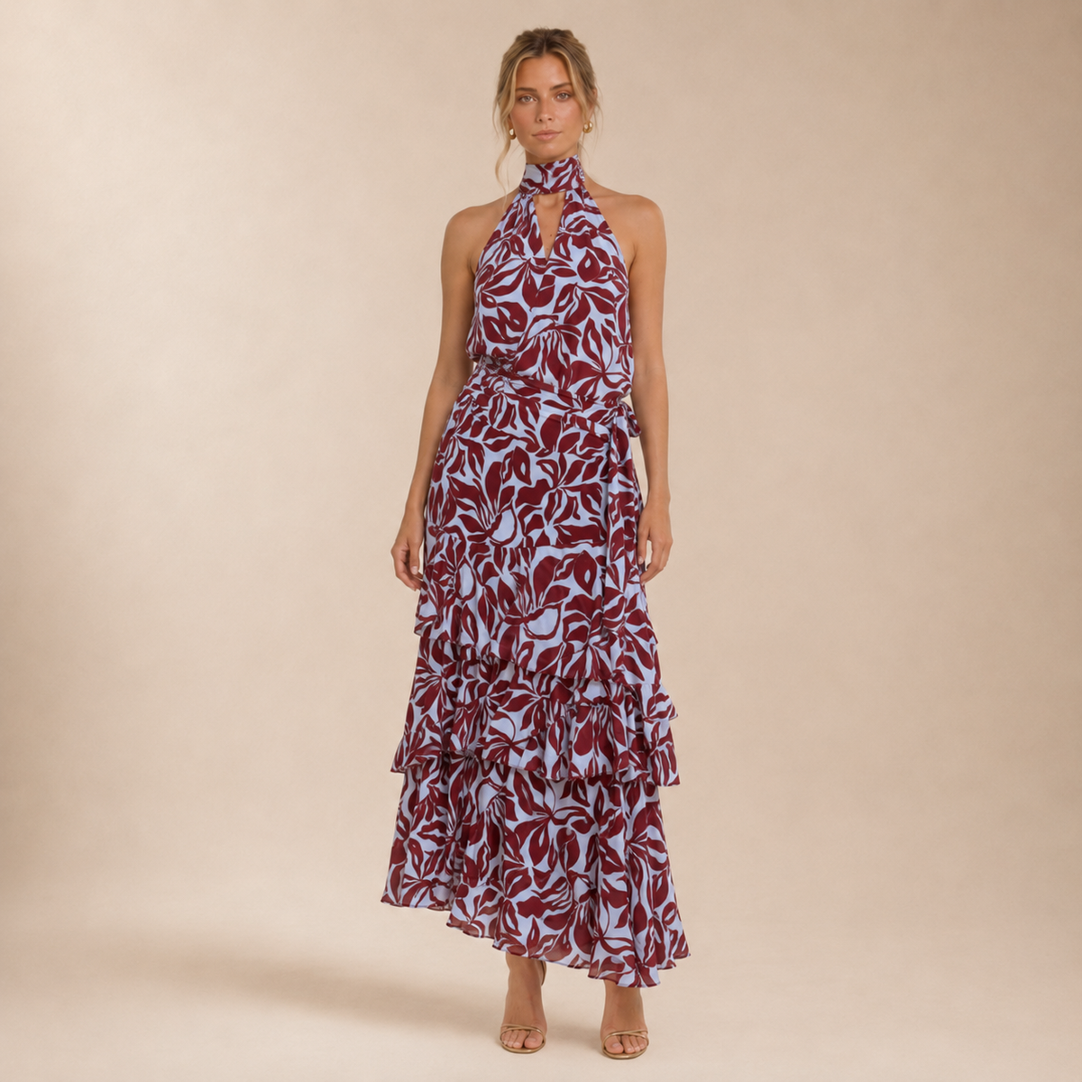 Vestido Maxi Halter Floral