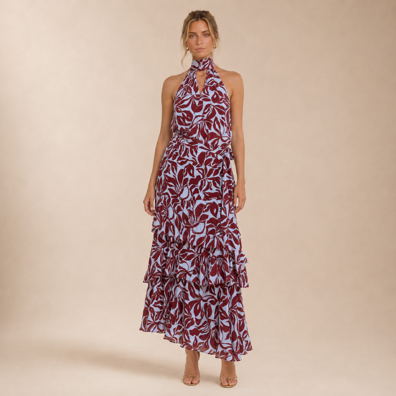 Vestido Maxi Halter Floral