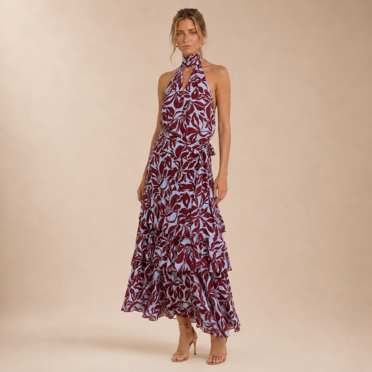 Vestido Maxi Halter Floral