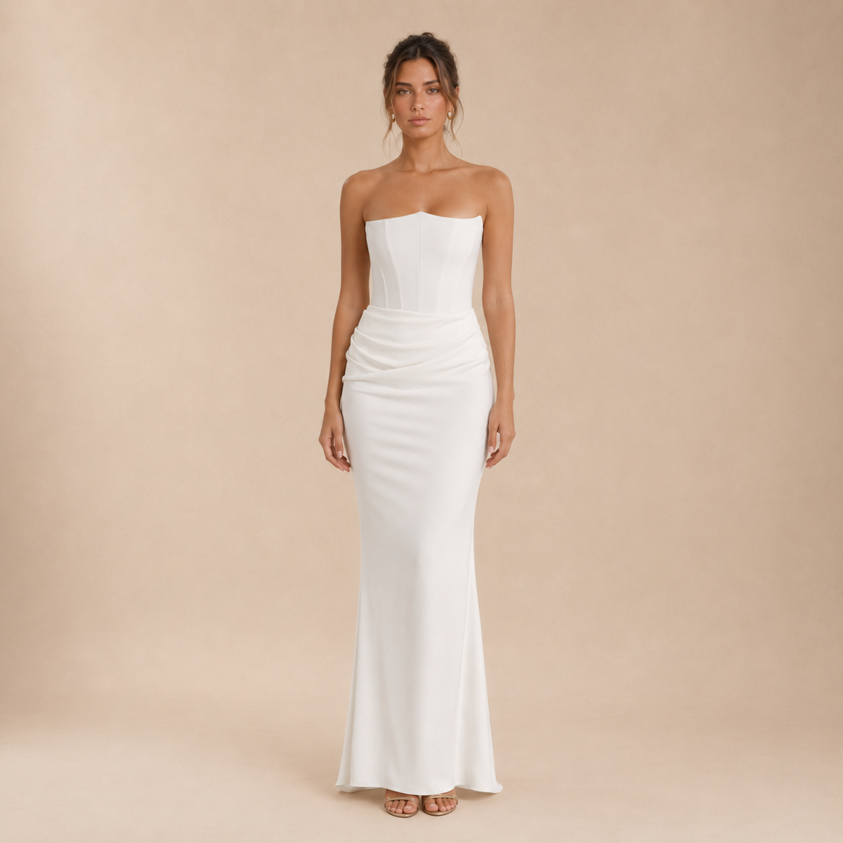 Vestido Maxi Palabra de Honor Drapeado