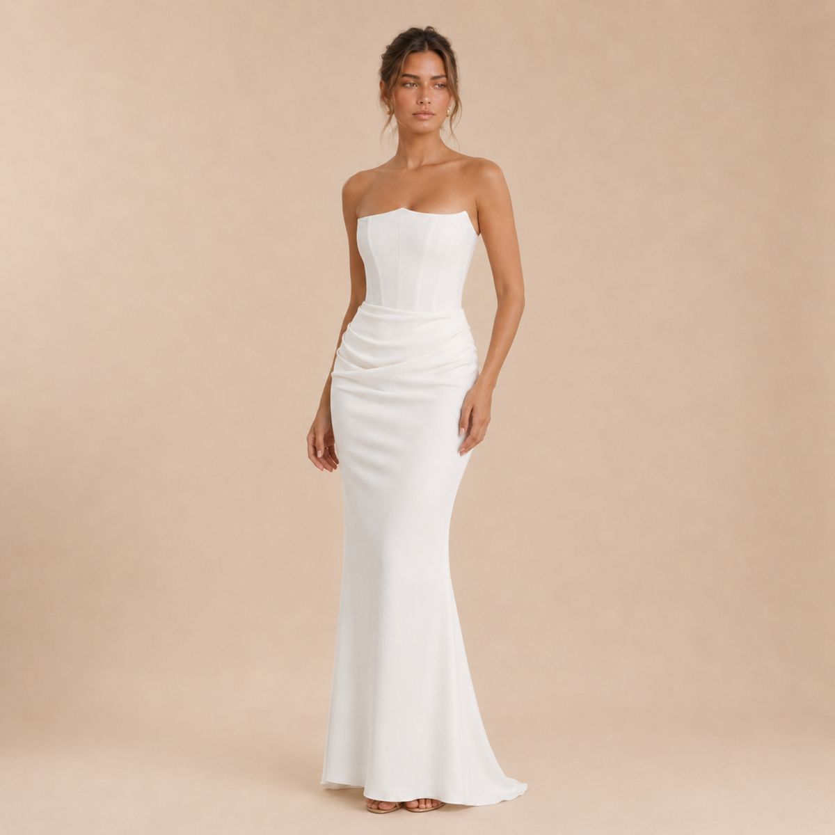 Vestido Maxi Palabra de Honor Drapeado