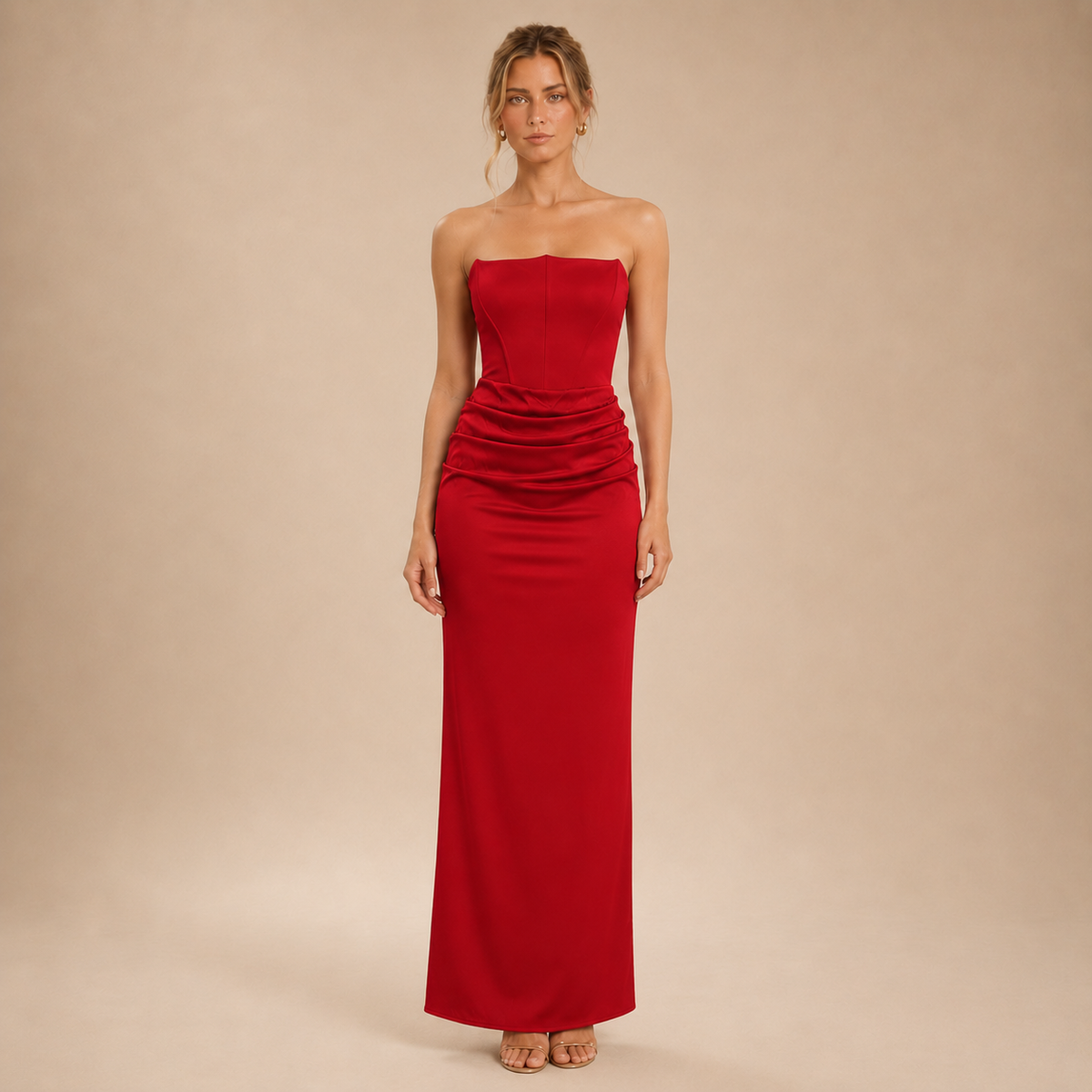 Vestido Maxi Palabra de Honor Drapeado