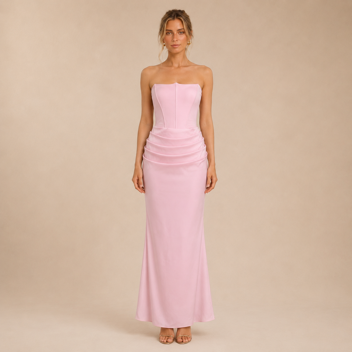 Vestido Maxi Palabra de Honor Drapeado