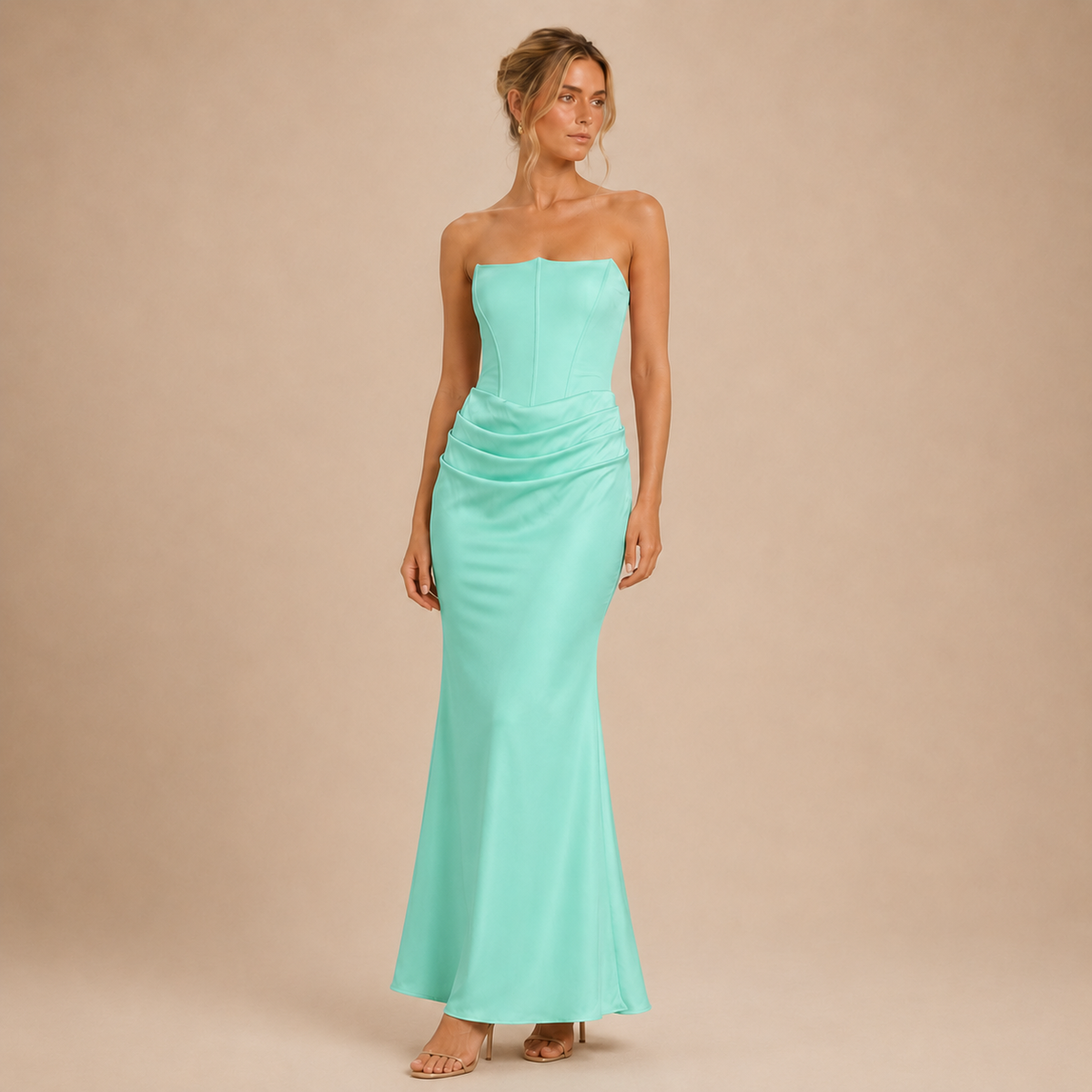 Vestido Maxi Palabra de Honor Drapeado