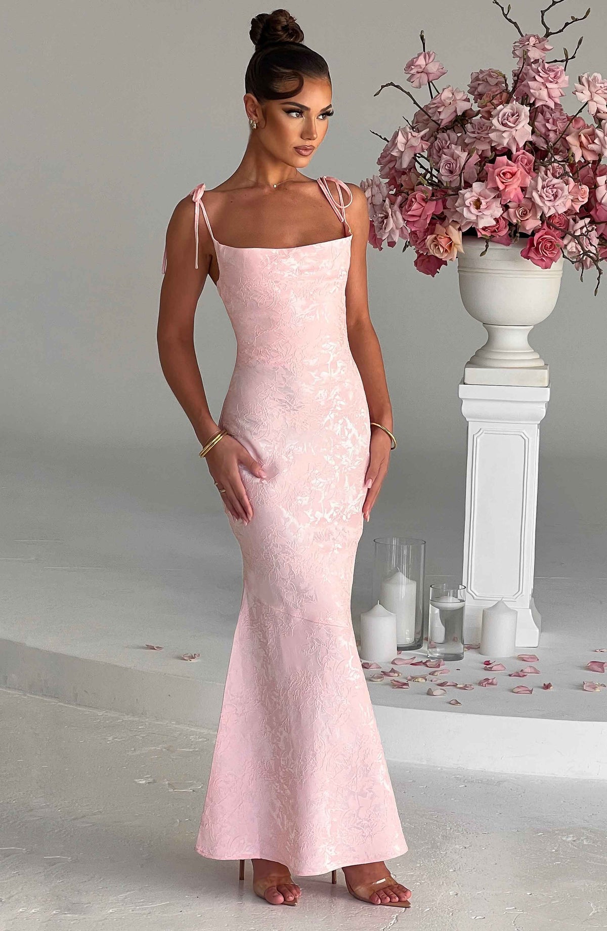 Vestido Maxi de Escote Drapeado Nuria
