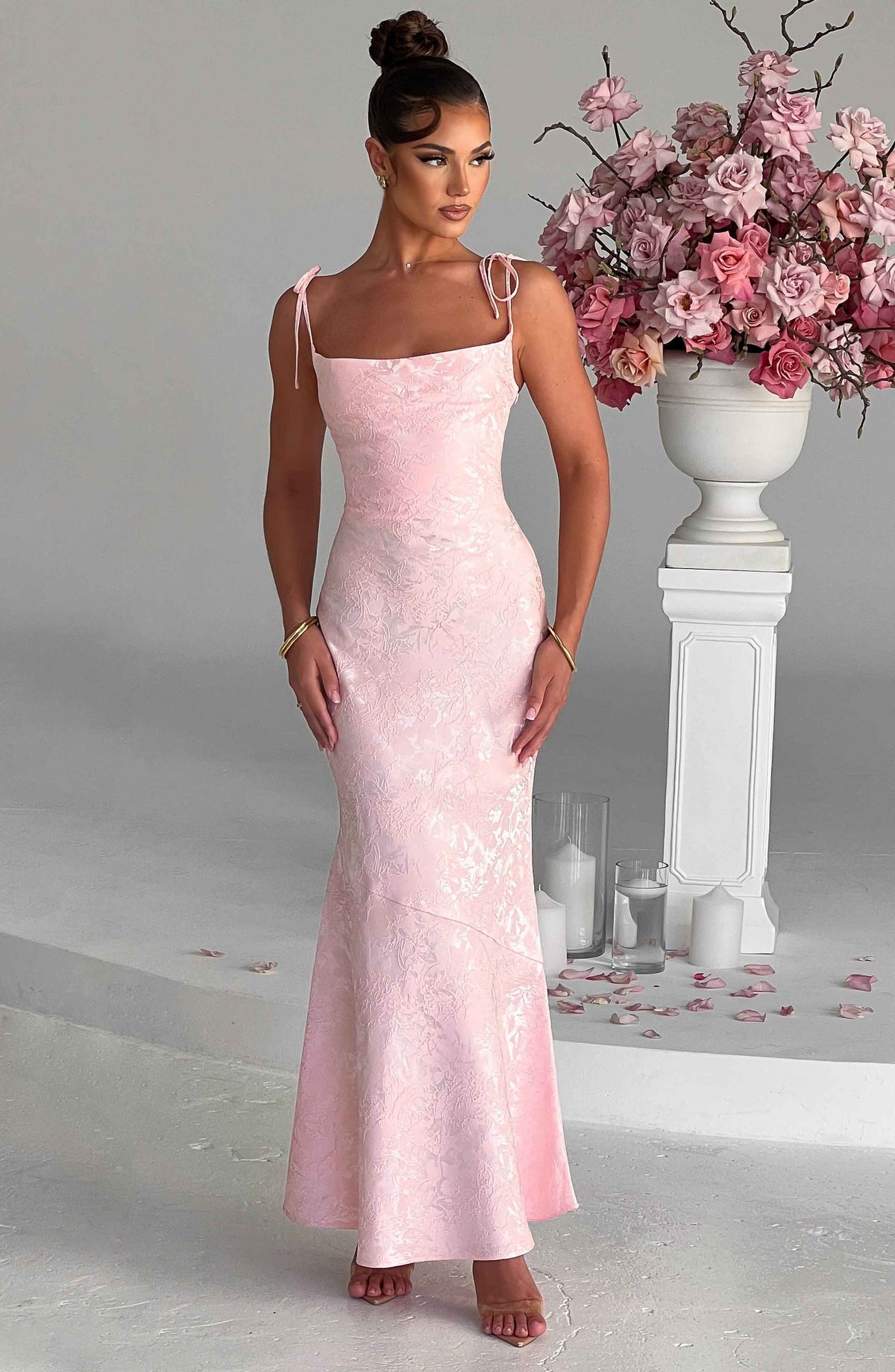 Vestido Maxi de Escote Drapeado Nuria