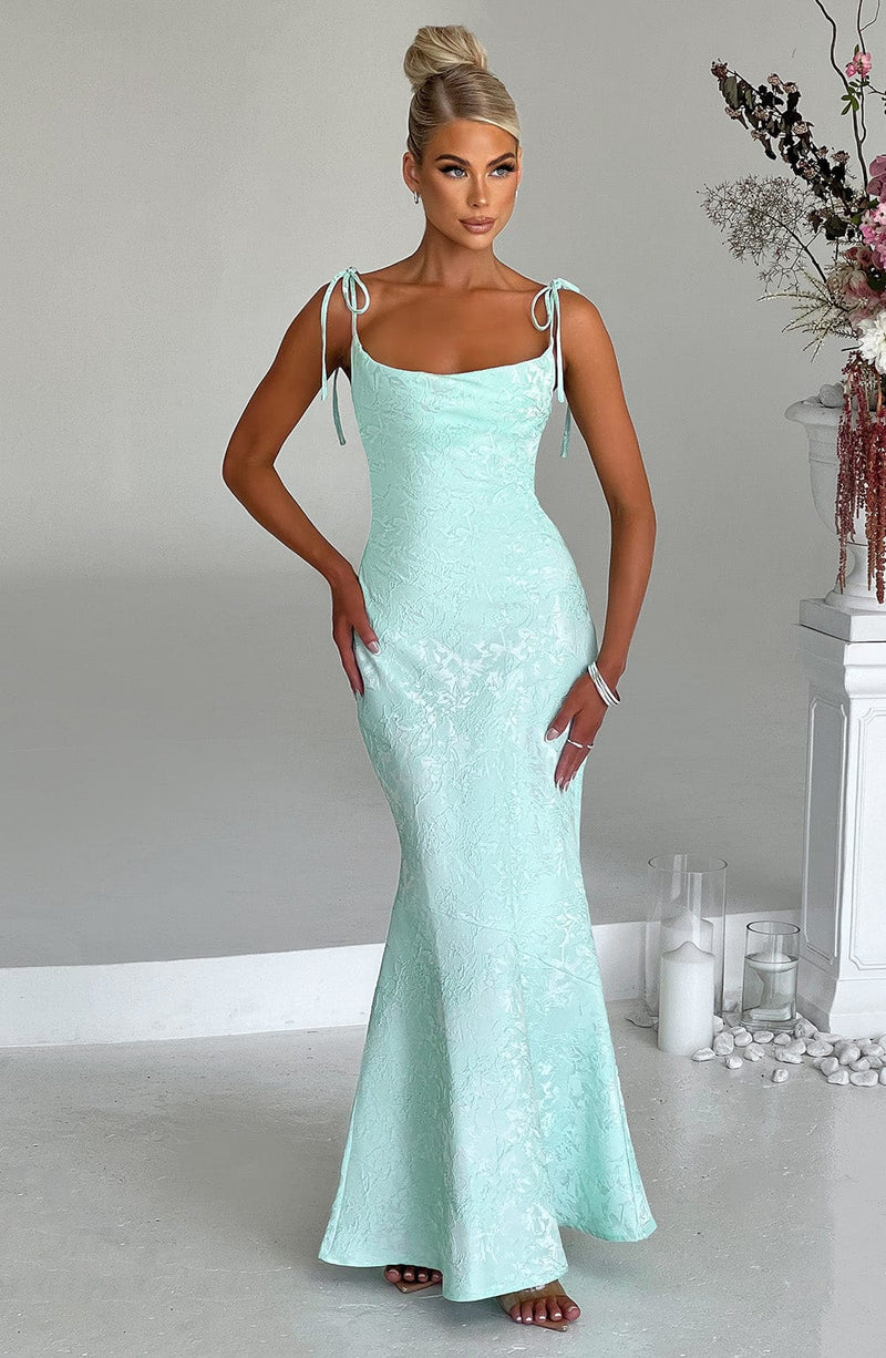 Vestido Maxi de Escote Drapeado Silvia