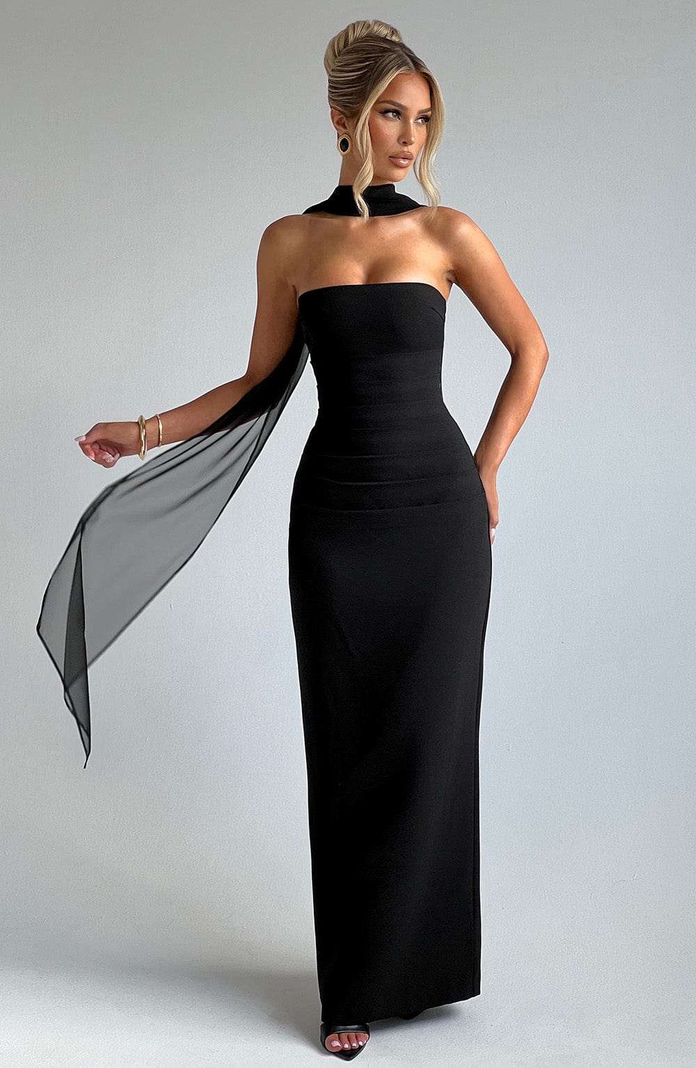 Vestido Maxi Palabra de Honor Calista Flavia