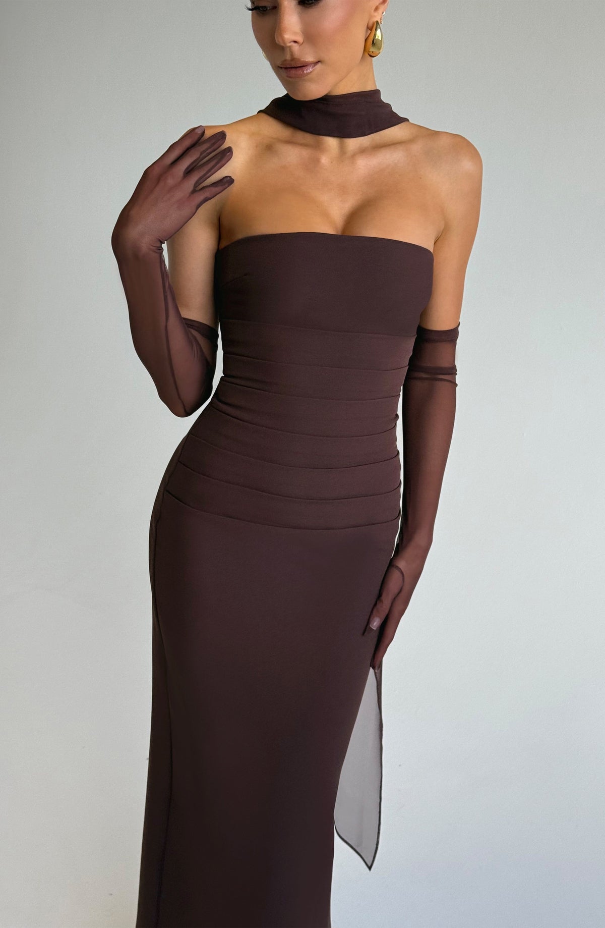 Vestido Maxi Palabra de Honor Calista Flavia
