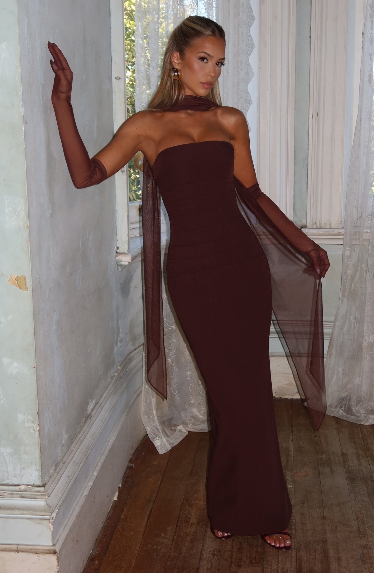 Vestido Maxi Palabra de Honor Calista Bianca